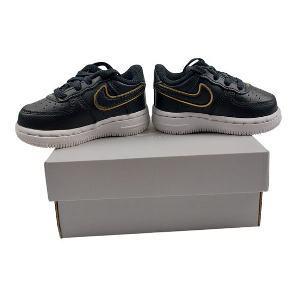 Nike Air Force 1 LV8 TD Shoes Black Metallic Gold Baby 3C DM3387 001 New In Box - Picture 7 of 13